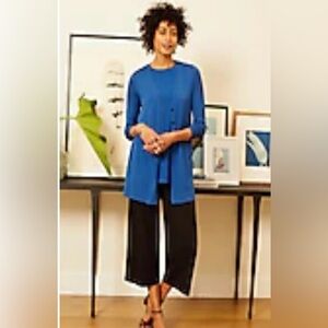 J. Jill Royal Blue Light Weight 3Button V Neck Knit Cardigan M Tall